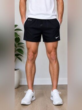 Nike Black Athletic Shorts with White Trim